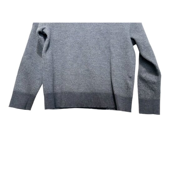 Merino Wool Baruffa Sweater Womens Medium Gray Crew Neck Italy Preppy Minimalist - Picture 8 of 10